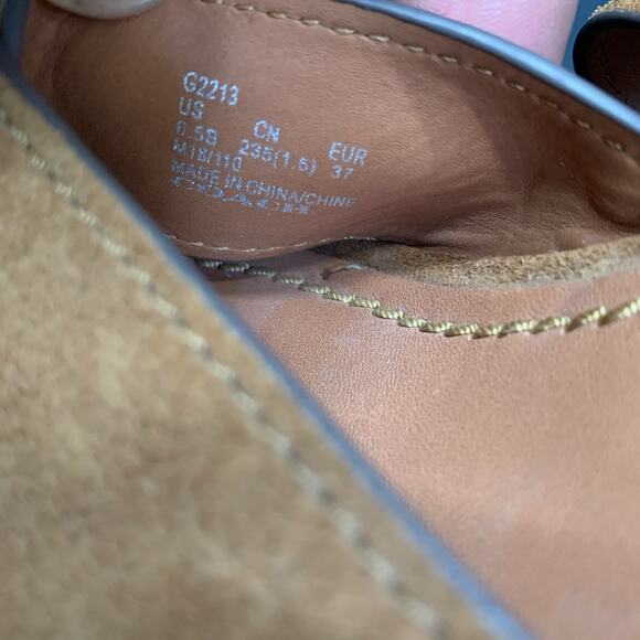 Coach Cross Band High Wedges Size 6.5B Brown Leather Suede Platform Espadrille - Picture 11 of 12